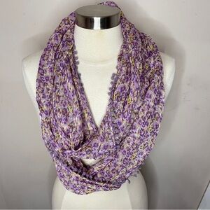 INFINITY SCARF Lavender Floral with Mini Pom-Pom Trim
